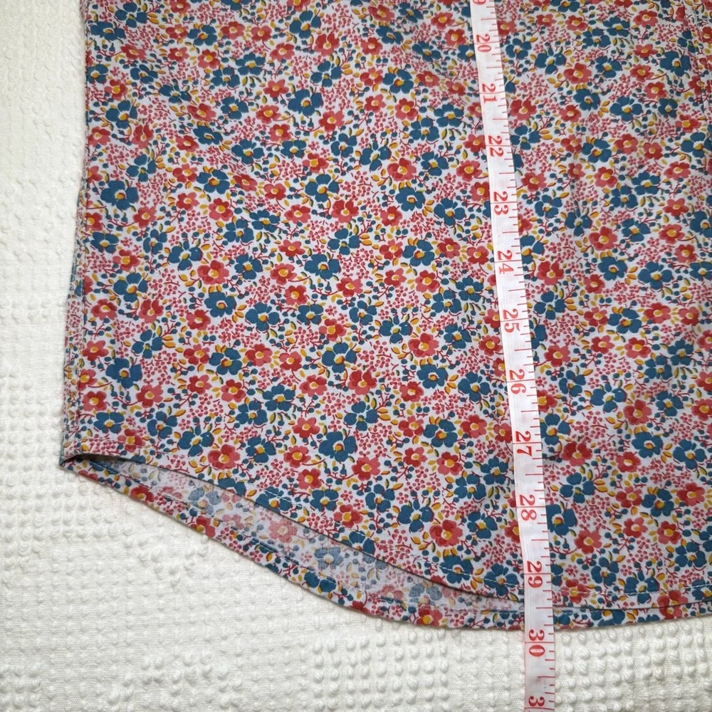 J.Crew Button Down Shirt Blue Red Floral Slim Flex XL